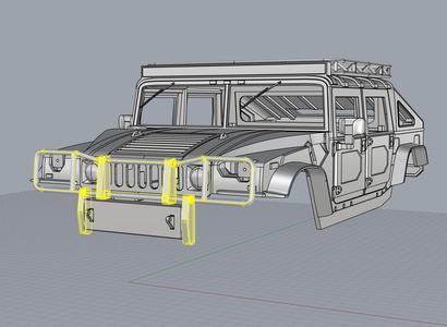 1:7 Hummer H1 Bumper Brush Guard
