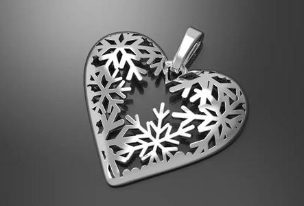 3D print model heart pendant VALENTINES DAY snowflakes Christmas