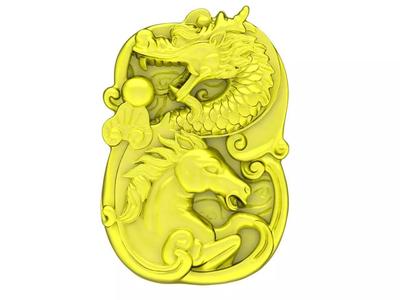 Vietnamese Silver Dragon Horse Pendant 3D Print Model A4695
