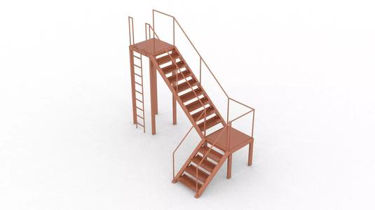 Stair 3D model metal ladder