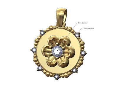 Diamond Florentine beaded pendant charm