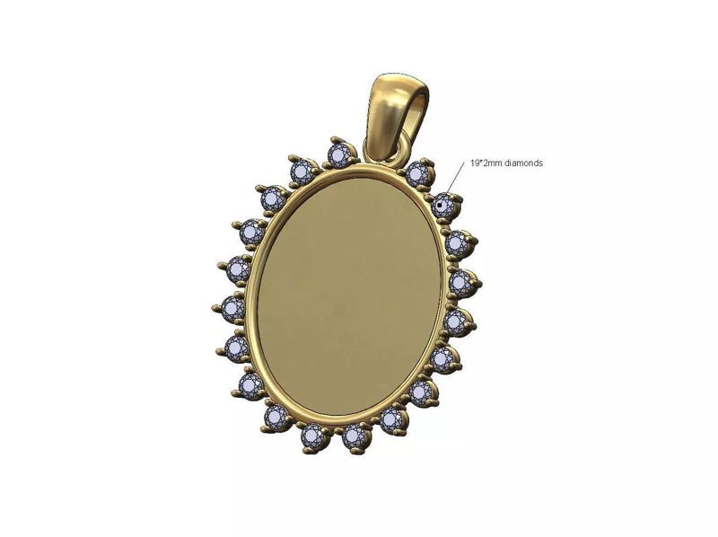 Oval diamond blank pendant charm