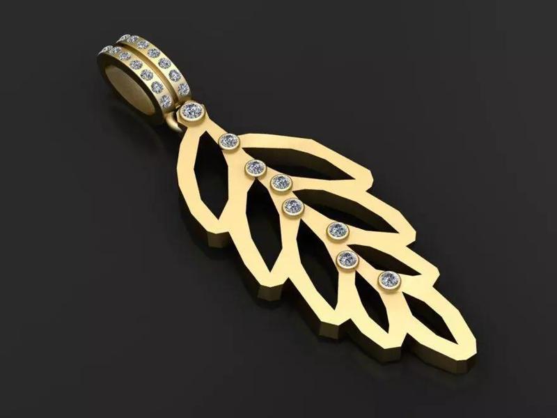 Leaf outline gold pendant 3D printable model