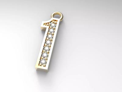 numeral pendant number one 1 with diamonds