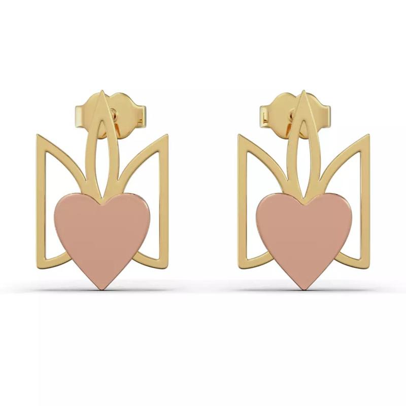 Earrings coat of arms of Ukraine with a heart