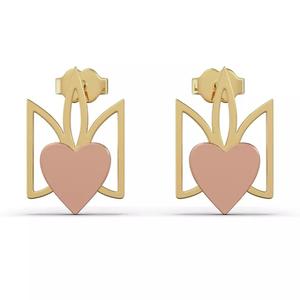 Earrings coat of arms of Ukraine with a heart
