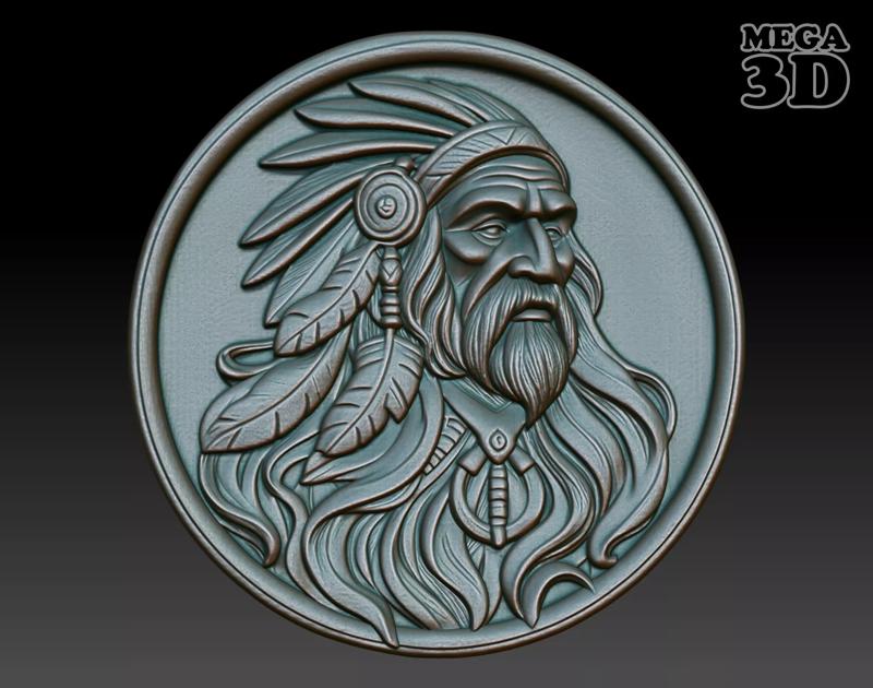 Native American Patriarch basrelief 05 240918