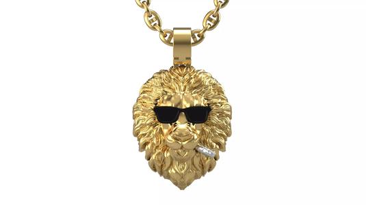 Lion in glasses pendant