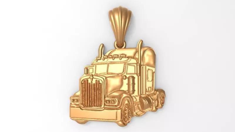 Semi Trailer Truck Pendant Necklace Jewerlry