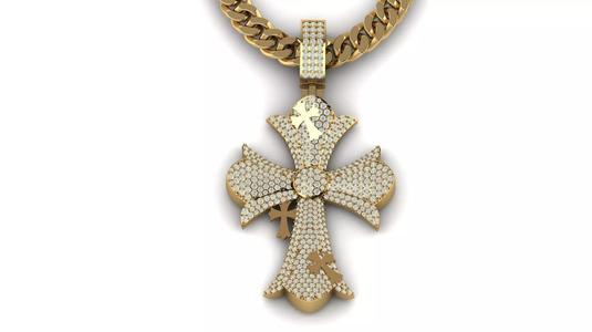 DIAMOND CROSS PENDANT NECKLACE 3dmodel 3D print model