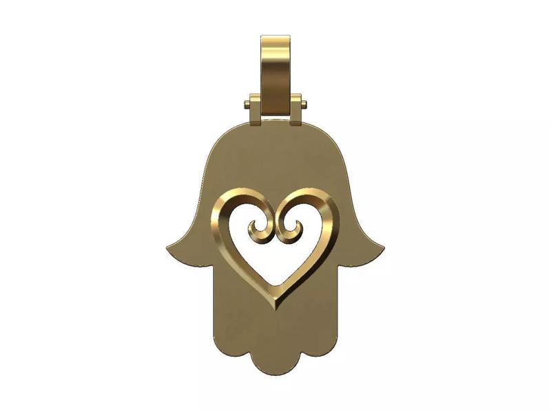 Floral heart ornament Hamssa pendant with bail