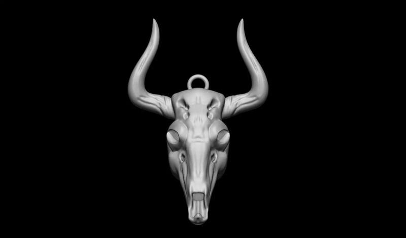 Longhorn Cow Skull Pendant 3D Printable Model