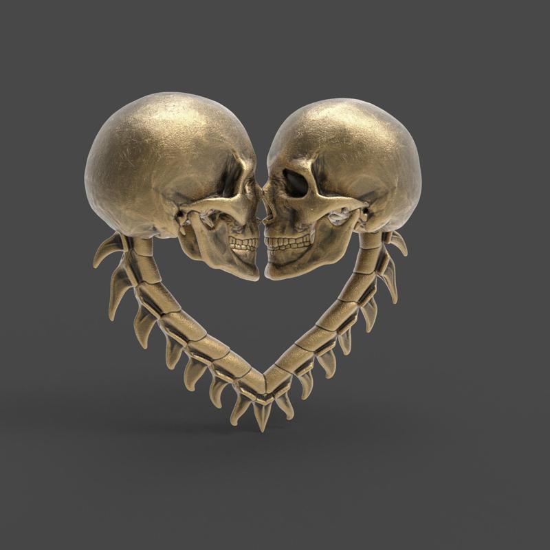 skull love pentant