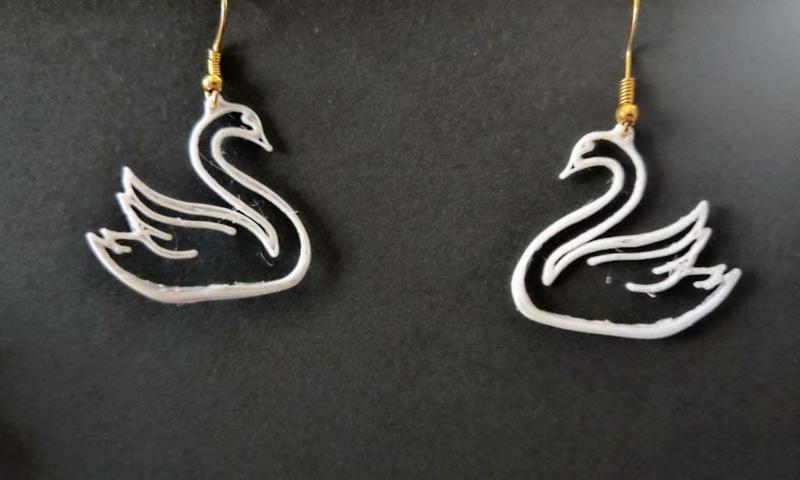 Swan Outline Earrings