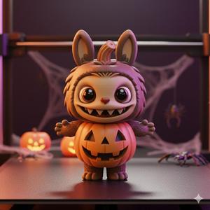 Labubu Halloween Pumpkin Monster Figurine | Cute 3D Printed Collectible Toy | Spooky Holiday Decor