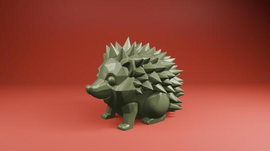Low Poly Cartoon Hedgehog - Cute Stylized Hedgehog STL File for 3D Printing