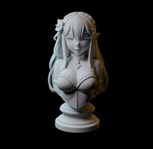 Emilia – Re:Zero Collectible Bust [STL File for 3D Printing]