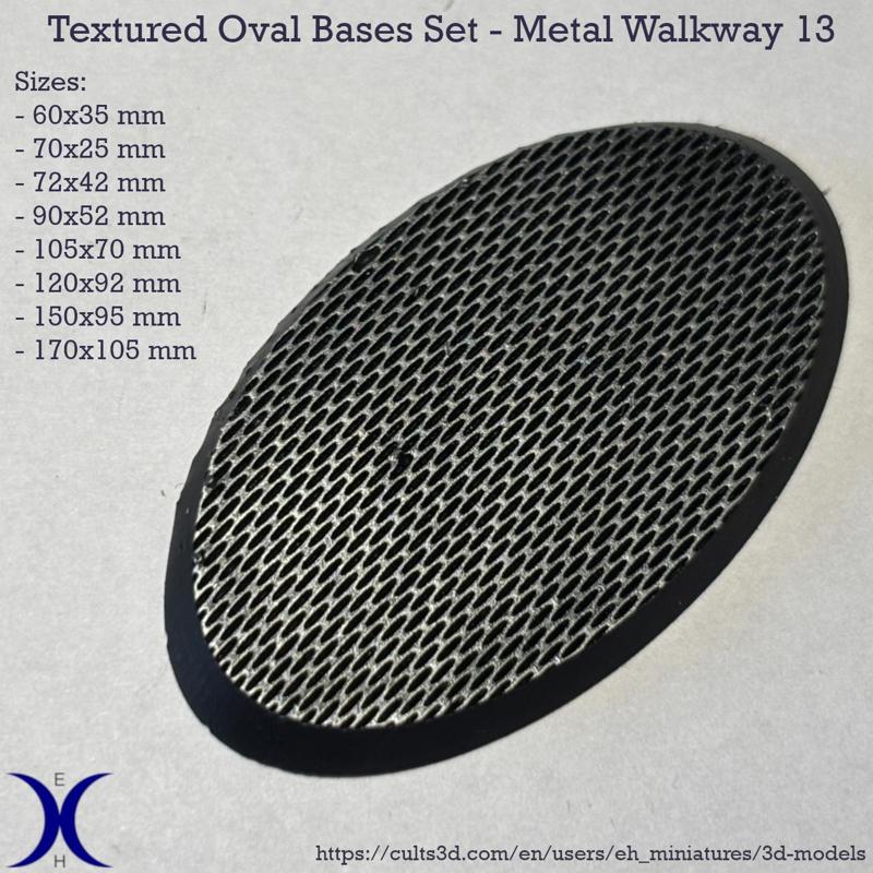 Oval Bases Set – Metal Walkway 13 Texture (60–170MM) | Perfect For Tabletop Wargames & RPG's