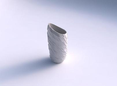 Vase skewed and twisted with wavy scattered grid plates