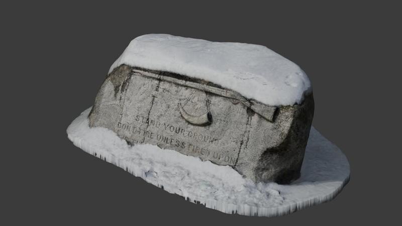 Lexington Battle Green Memorial in Snow