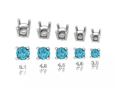 Jewelry Heads Baskets Round Cut stones 4prong setting