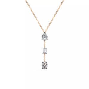 Women Pear Round Diamond Necklace Pendant with chain