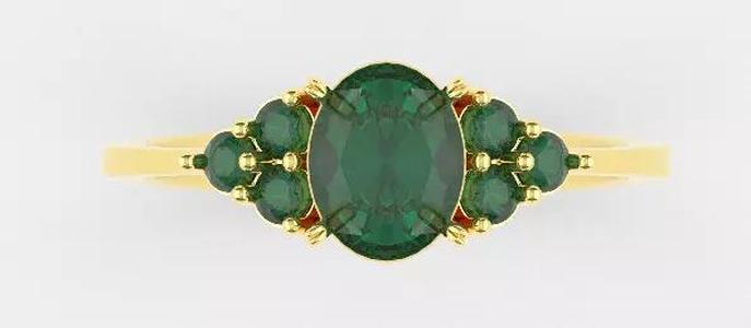 Round Emerald Flower Jewelry Set Ring Pendant Earrings 3D Model