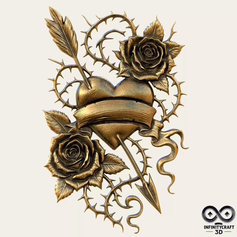Thorns of Love  Eternal Passion Relief for Print and CNC