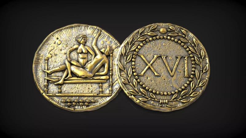 Spintria Rare Ancient Roman Token Antique Coin Number XVI