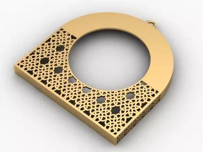 Curvy Set gold pendant with pattern