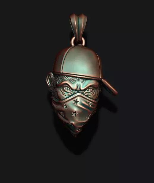 ape gorilla with bandana pendant baseball cap hat