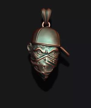 ape gorilla with bandana pendant baseball cap hat
