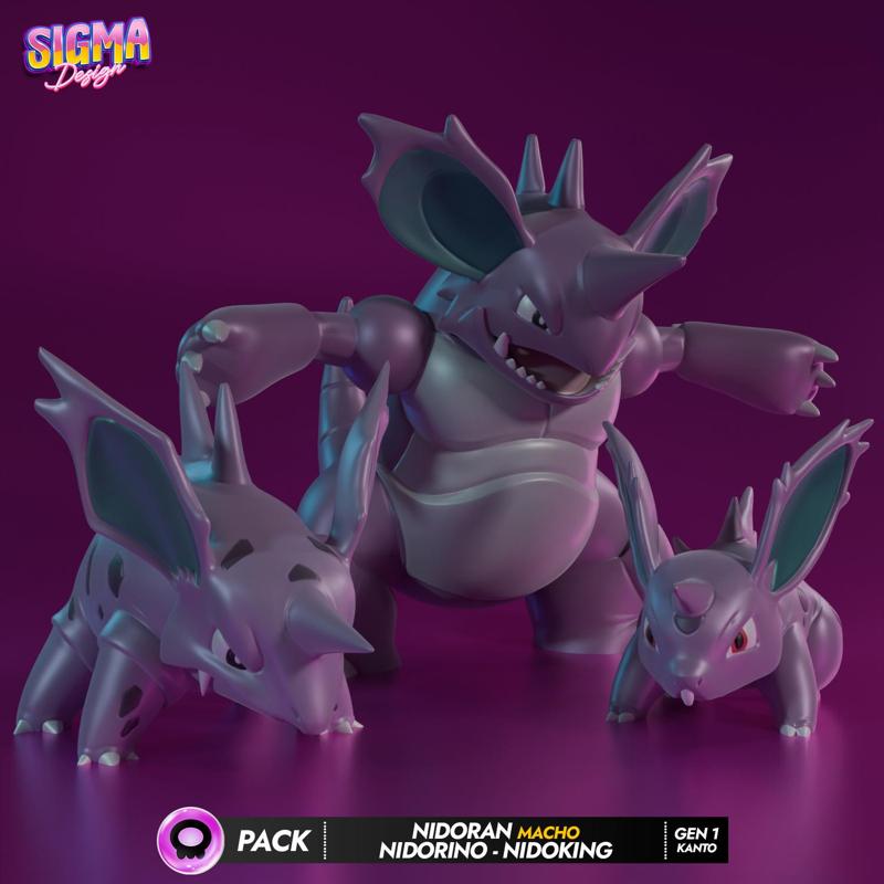 pack - male nidoran male nidorino nidoking
