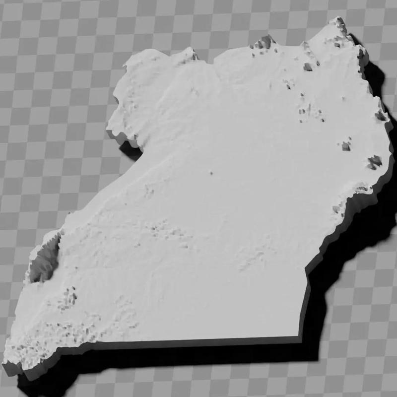 Uganda topography relief maps