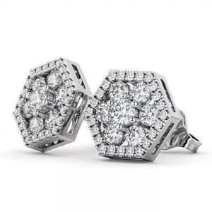 stl file hexagonal diamond stud earrings gold