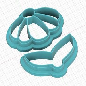 cutter for polymer clay, half flower with two leaves