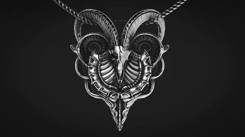 Biomechanic Goat Skull Pendant F-goat