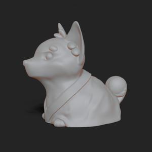 3D Japanese Corgi with Kimono