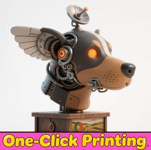 Mechanical Dog Head Statue