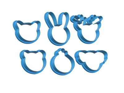 kit 6 cookie cutters reindeer rabbit chicken fox bear koala
