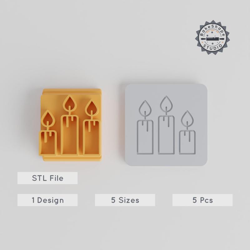 Halloween Candle Stamp Tile Set, 5 Motif Sizes 20-40mm, Perfect for Clay & Fondant