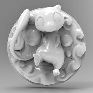 Mew 3D Printable Pokemon Fridge Magnet or Wall Decoration
