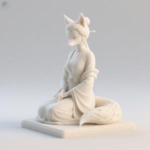 1147 Fox Spirit Woman in Pu Song Ling Style, beast, magic, creature, fantasy, wood, base, sword, warrior, wild, cat, monster, fox, godzilla, fair, witch, werewolf, horror, beast, gothic, troll