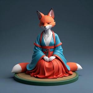1359 COLORFUL Fox Spirit Woman in Pu Song Ling Style, beast, magic, creature, fantasy, wood, base, sword, warrior, wild, cat, monster, fox, godzilla, fair, witch, werewolf, horror, beast, gothic, troll