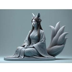 1843 Fox Spirit Woman in Pu Song Ling Style, magic, dragon, fantasy, wood, gnome, gorgon, warrior, wild, fox, monster, cat, dog, fair, witch, werewolf, horror, beast, gothic, troll