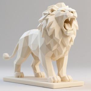 209 Low Poly Roaring Lion, character, monster, fantasy, art, sculpture, model, animal, 3d model, statue, creature, magic, 3d print, collectible, wood, sword, base, warrior, wild, low poly, lion, monkey
