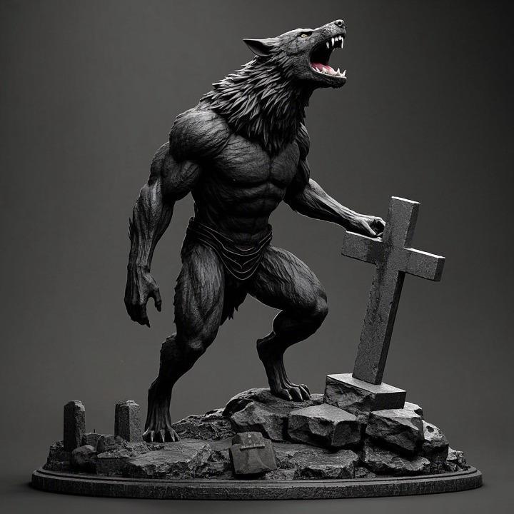 1869 COLORFUL Werewolf Howling - 3D Model, beast, magic, creature, fantasy, wood, base, sword, warrior, wild, cat, monster, dog, godzilla, fair, witch, werewolf, horror, beast, gothic, troll