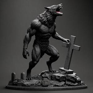 1869 COLORFUL Werewolf Howling - 3D Model, beast, magic, creature, fantasy, wood, base, sword, warrior, wild, cat, monster, dog, godzilla, fair, witch, werewolf, horror, beast, gothic, troll