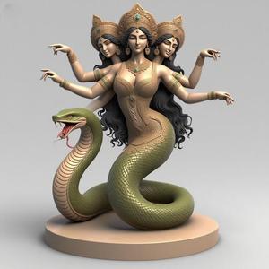 1858 Indian Serpent Woman Dancer on Pedestal, magic, dragon, serpent, mask, gnome, gorgon, venetian carnival, wild, fox, monster, cat, fair, witch, werewolf, horror, beast, snake, troll, skeleton dance