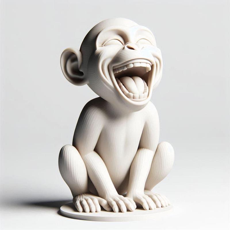 474 Laughing Monkey - 3D Printed Full-Figure Statue, sculpture, sculpture, monkey, monkey, witch, serpent, fantasy, art, wooden, dragon, dnd, cat, monster hunter, dog, totem, totemic